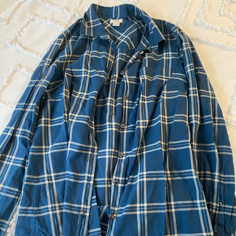 Navy blue plaid shirt